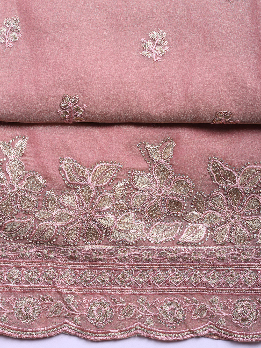 Embroidered Organza Unstitched Suit With Pant &amp; Dupatta