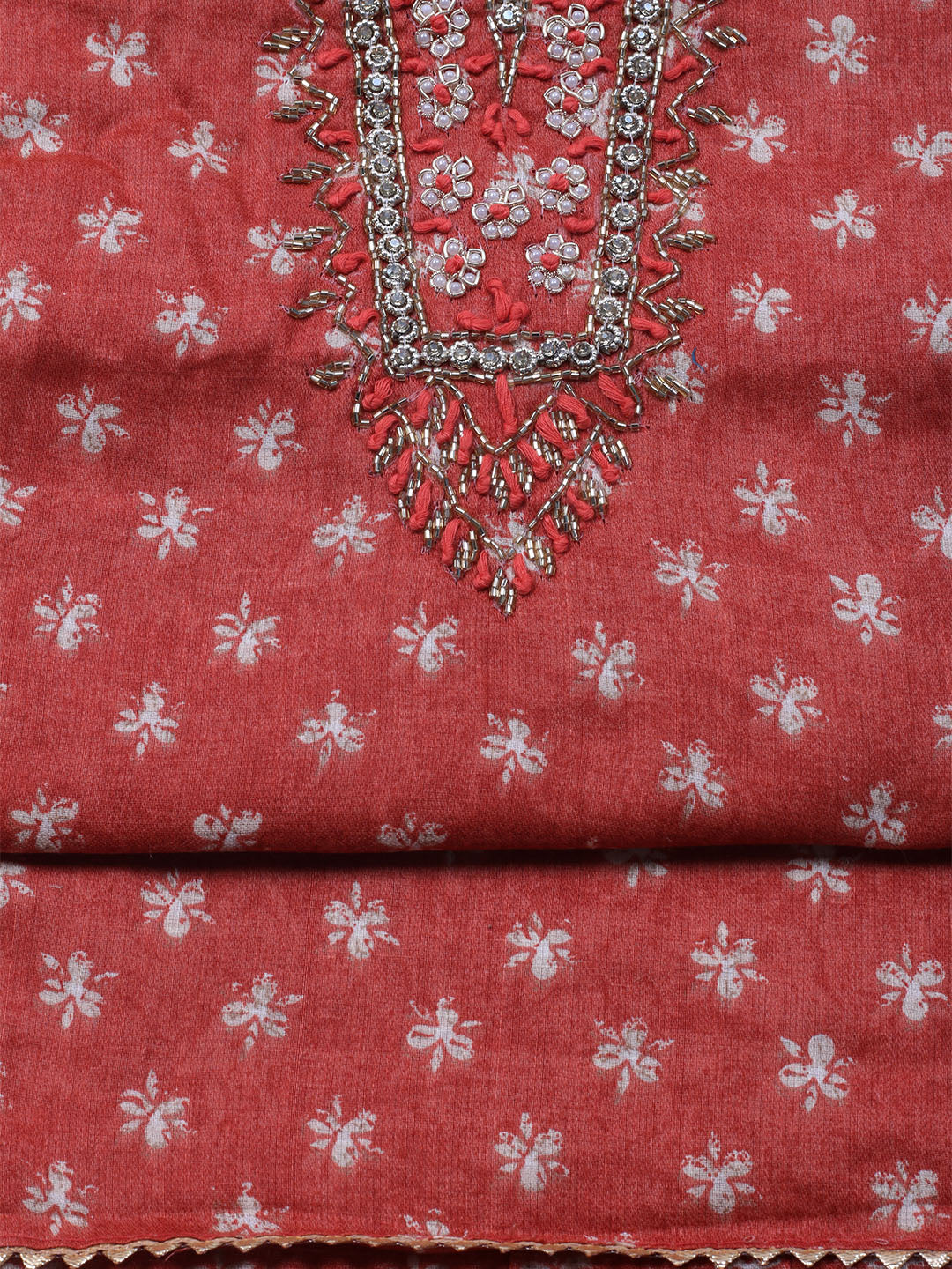 Embroidered Cotton Blend Unstitched Suit With Dupatta