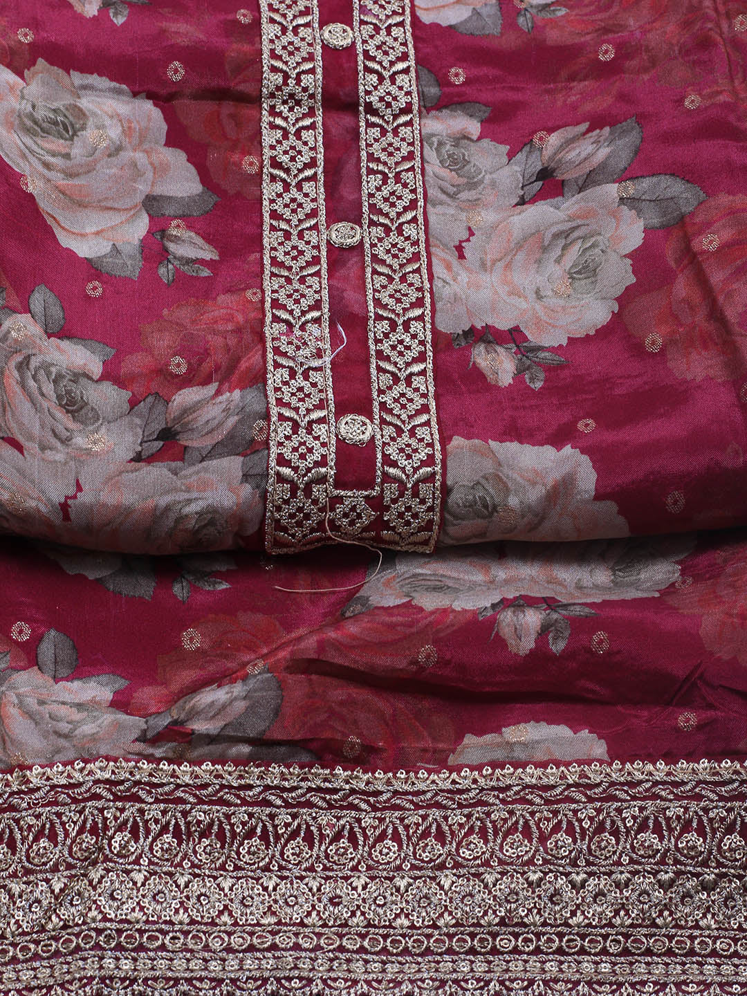 Printed Crepe Unstitched Suit With Dupatta