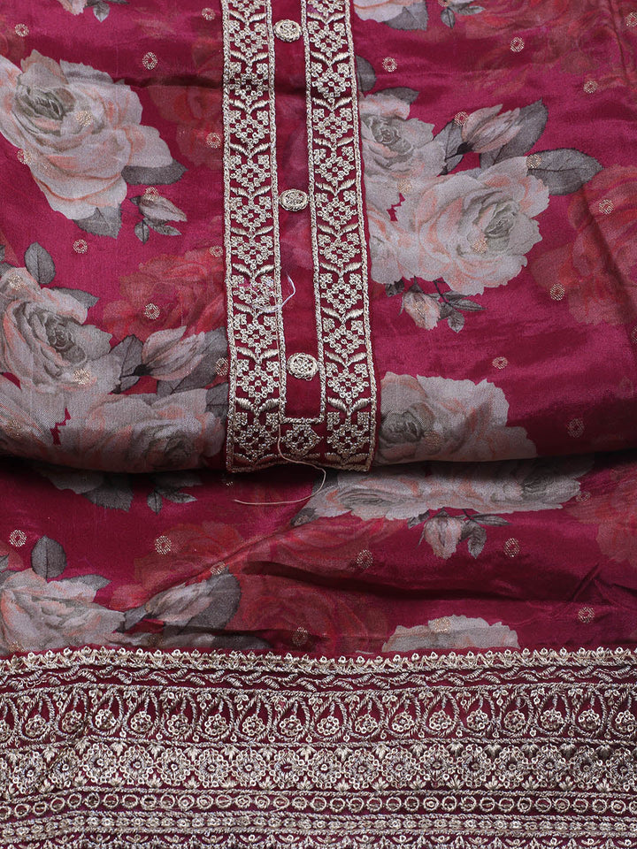Printed Crepe Unstitched Suit With Dupatta