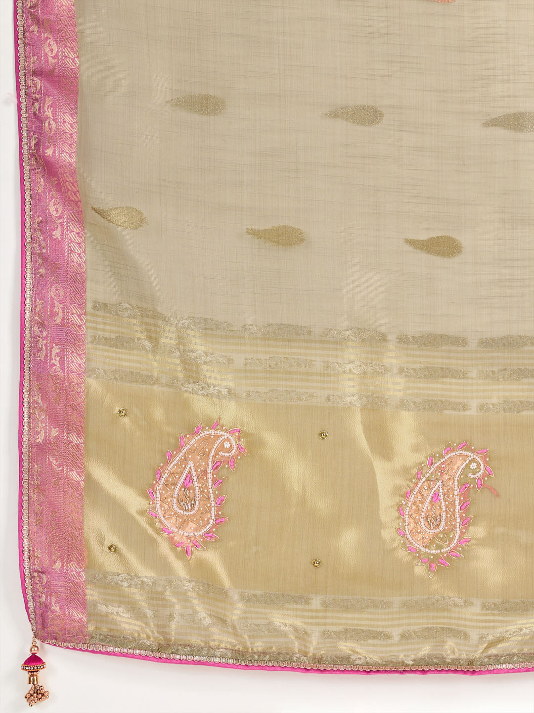 Embroidered Tissue Linen Saree