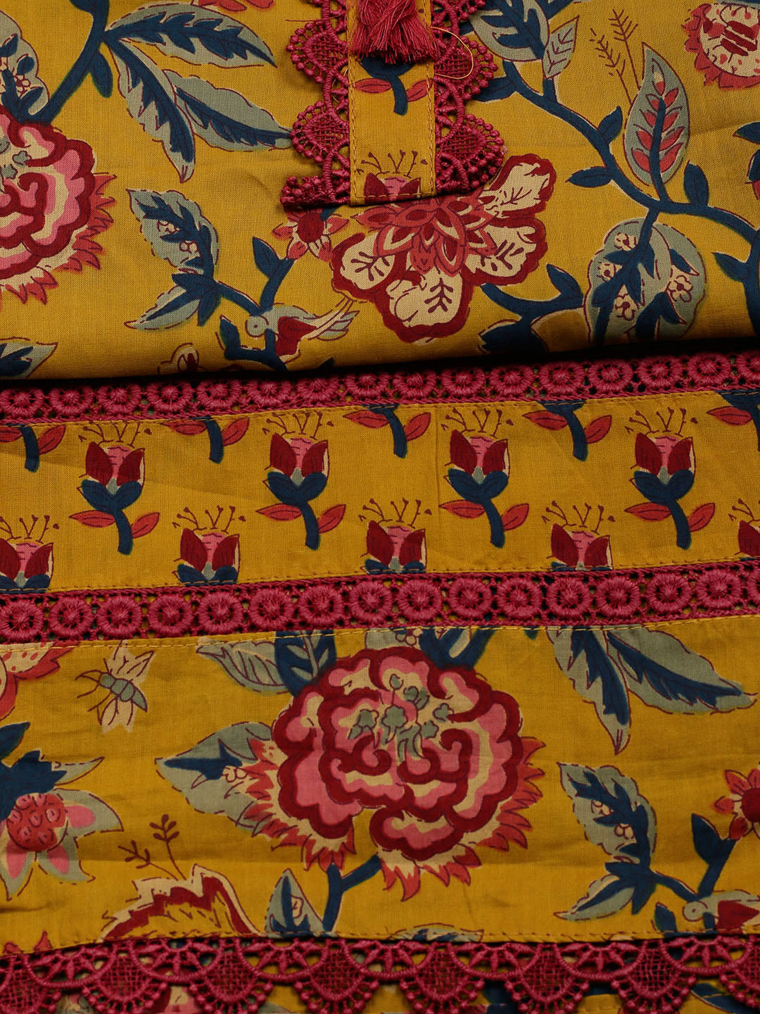 Embroidered Cotton Blend Unstitched Suit With Pant &amp; Dupatta