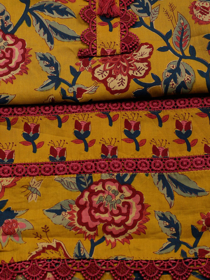 Embroidered Cotton Blend Unstitched Suit With Pant &amp; Dupatta