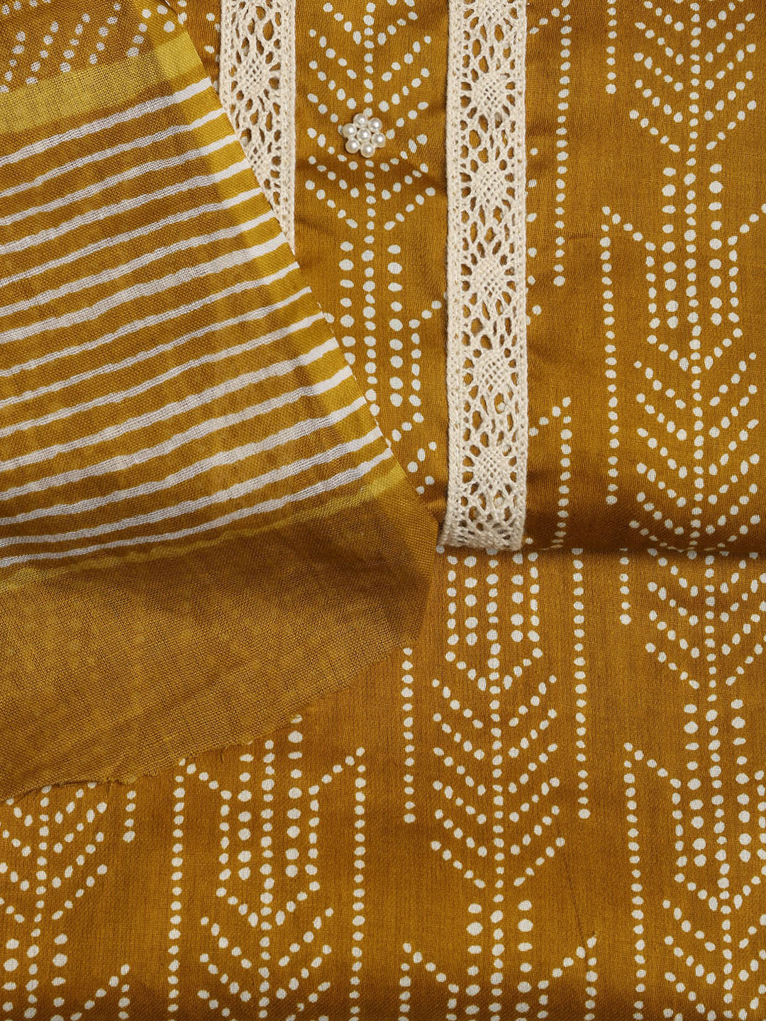 Printed Cotton Blend Unstitched Suit With Dupatta