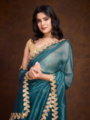 Stone Embroidery Tissue Saree