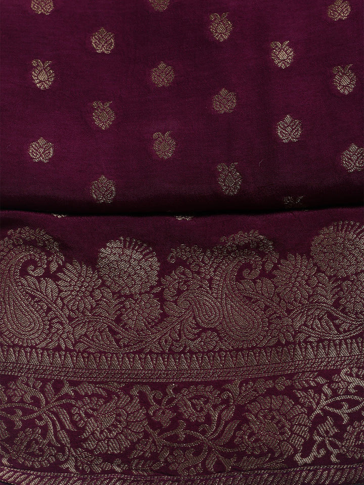Woven Design Chanderi Unstitched Suit With Dupatta