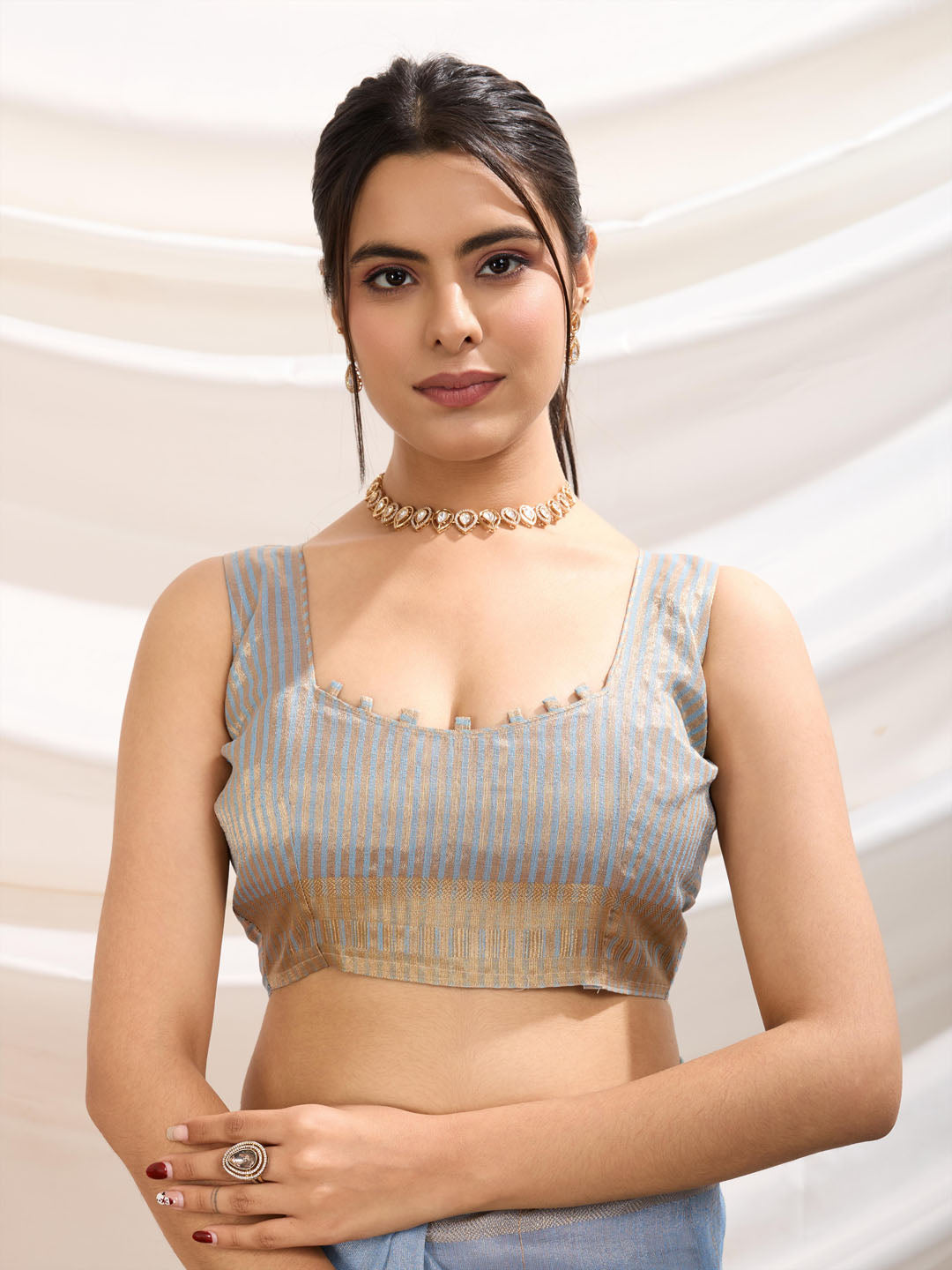 Embroidered Linen Blend Saree