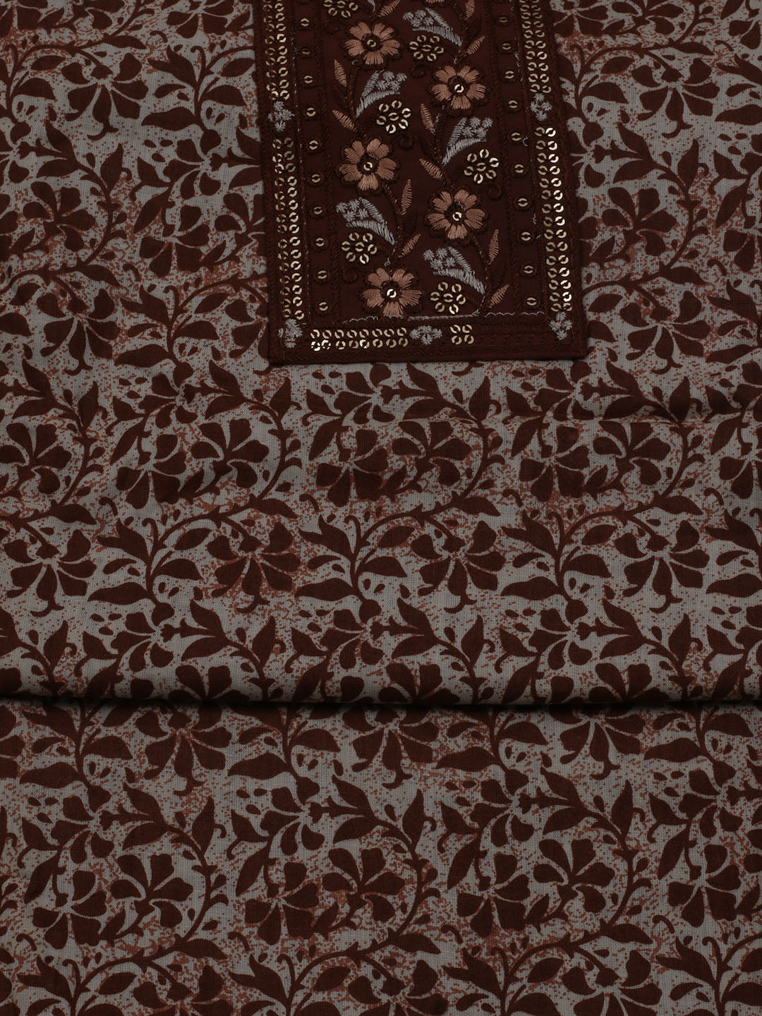 Printed Cotton Blend Unstitched Suit With Dupatta