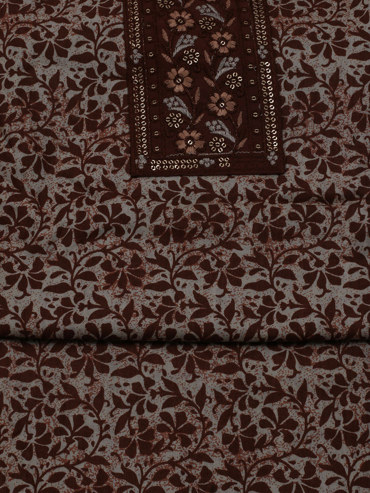 Printed Cotton Blend Unstitched Suit With Dupatta