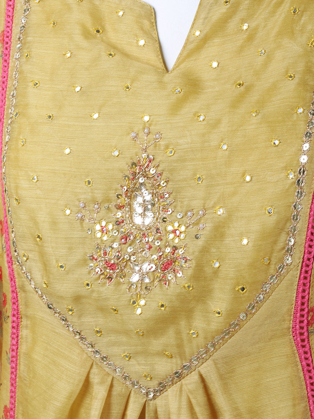 Gota Work Chanderi Unstitched Suit Piece With Dupatta