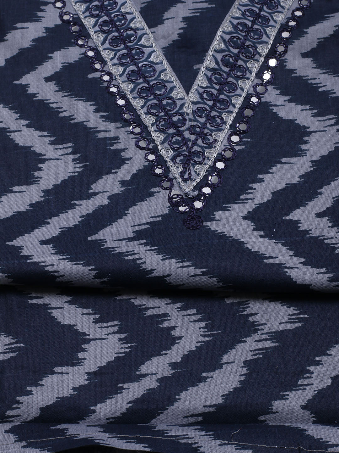 Neck Embroidered Cotton Blend Unstitched Suit With Dupatta
