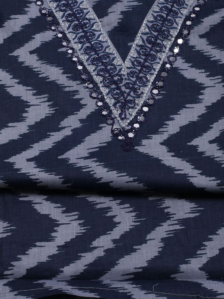 Neck Embroidered Cotton Blend Unstitched Suit With Dupatta