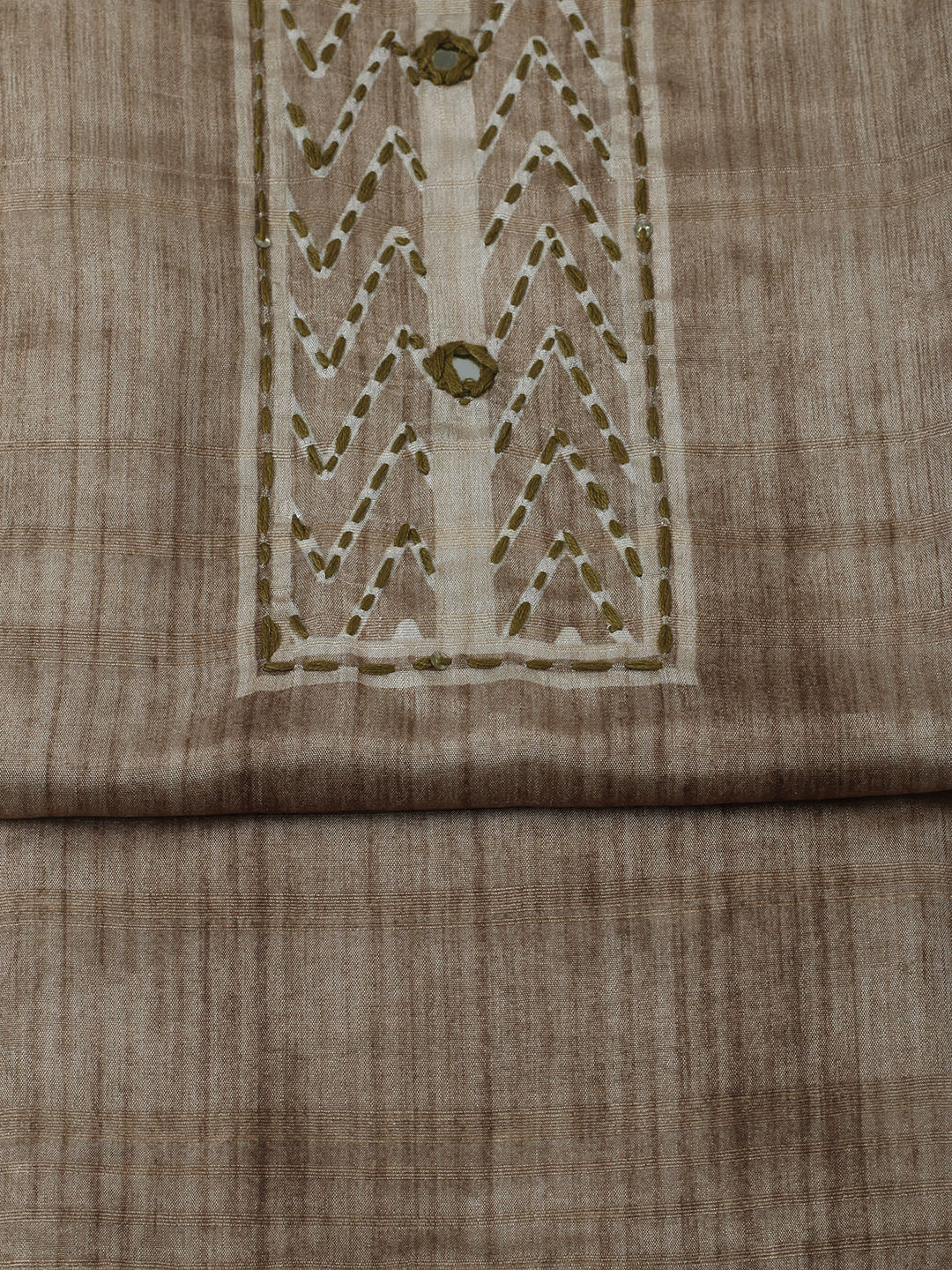 Embroidered Chanderi Unstitched Kurta With Pant &amp; Dupatta
