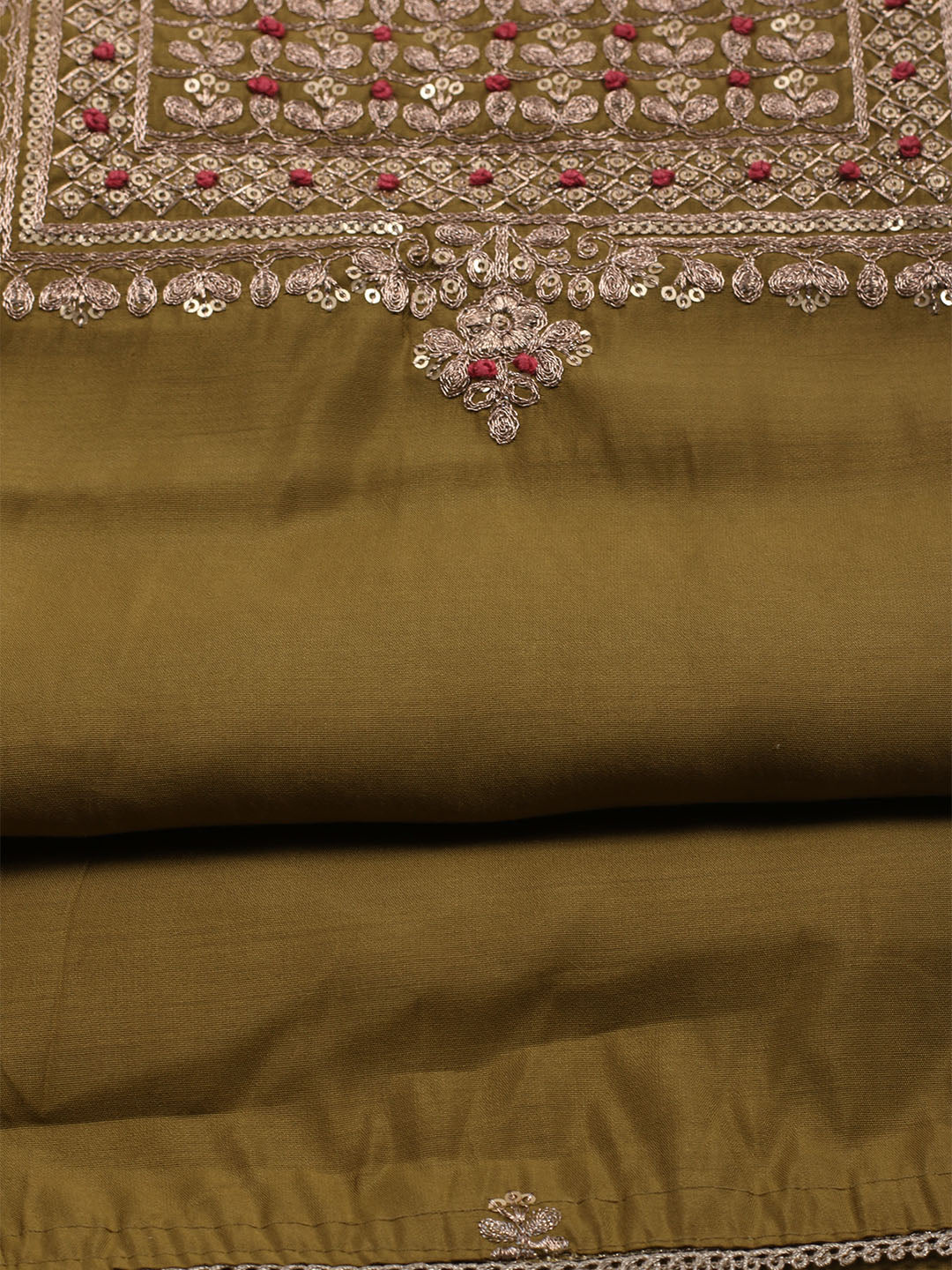 Embroidered Chanderi Unstitched Suit Piece With Dupatta