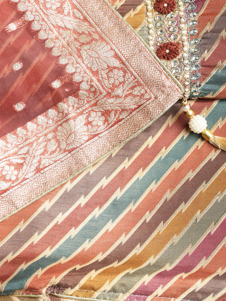 Embroidered Tissue Unstitched Suit With Dupatta