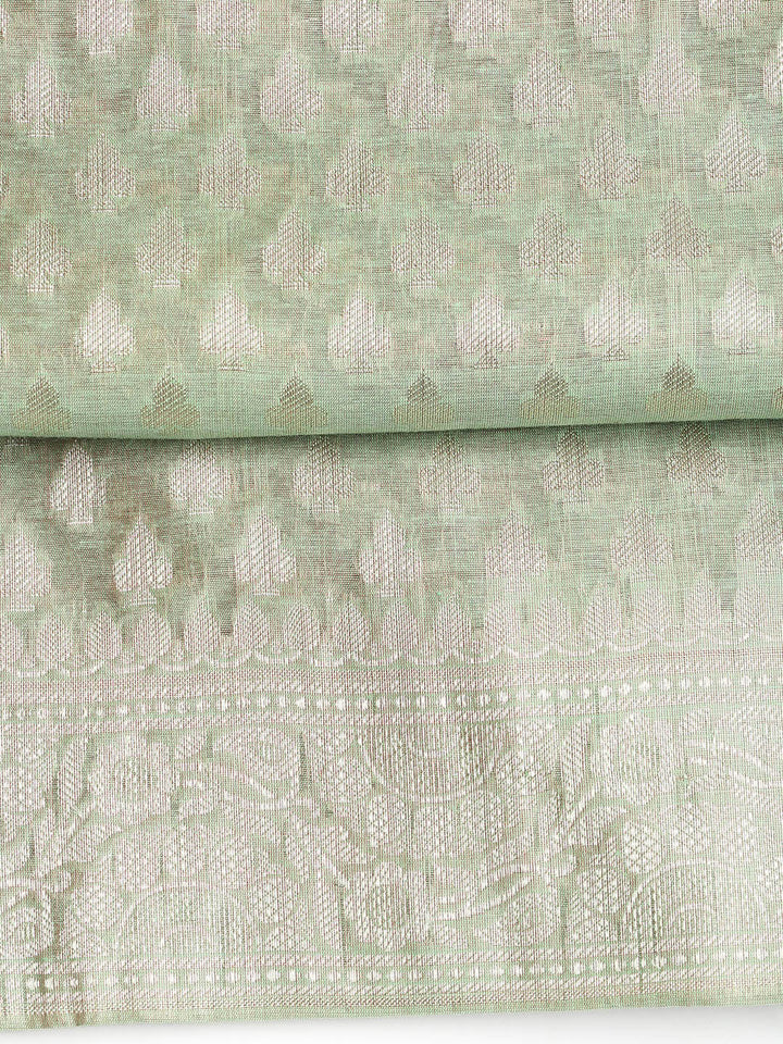 Woven Banarasi Chanderi Unstitched Suit With Dupatta