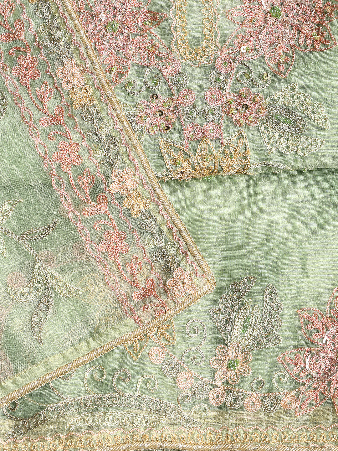 Embroidered Tissue Unstitched Suit With Dupatta
