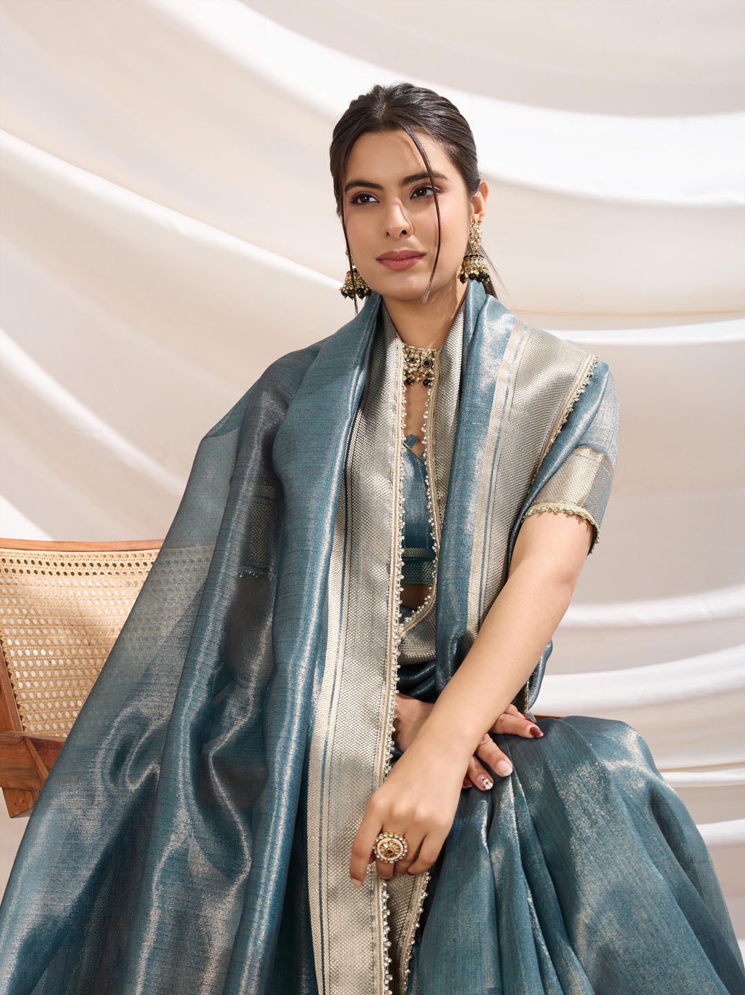 Woven Design Linen Blend Saree