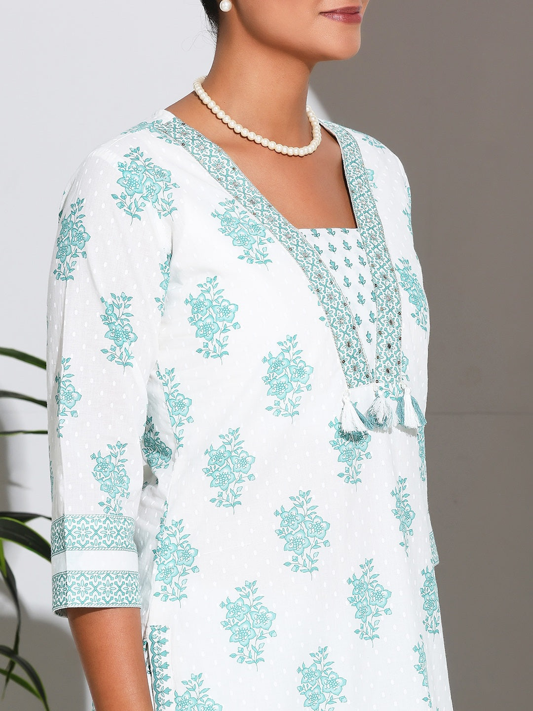 Printed Cotton Blend Kurta With Pant &amp; Dupatta