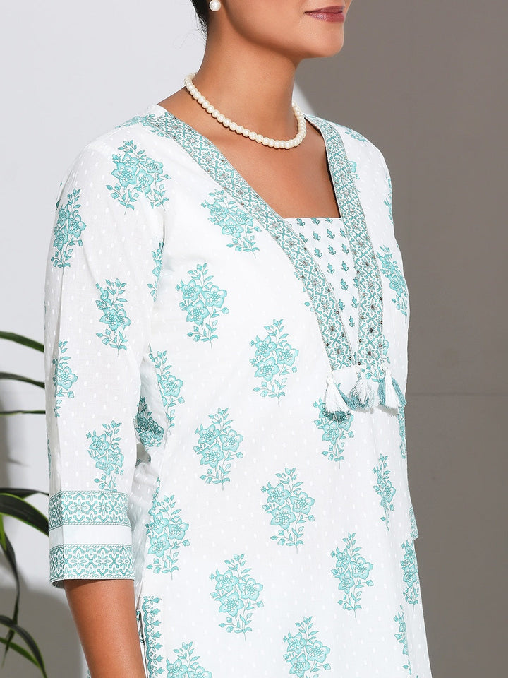 Printed Cotton Blend Kurta With Pant &amp; Dupatta