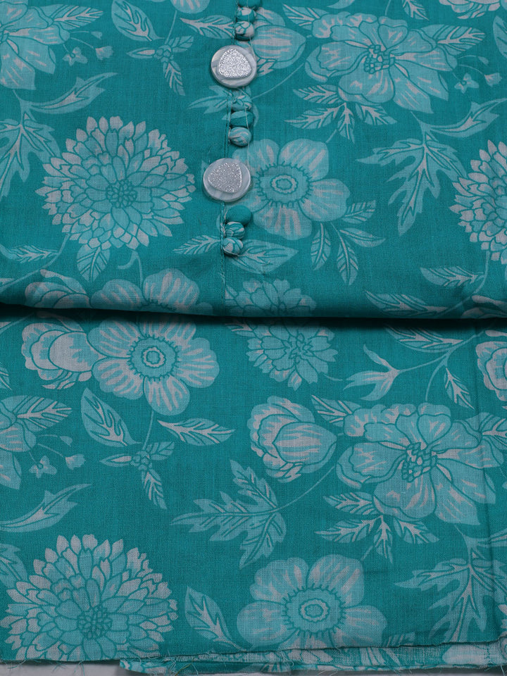 Printed Cotton Blend Unstitched Suit With Dupatta