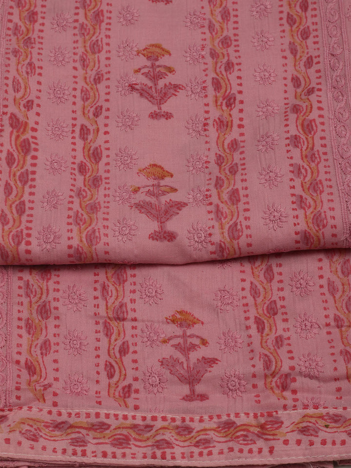Printed Cotton Unstitched Suits Printed Suit With Pant &amp; Dupatta