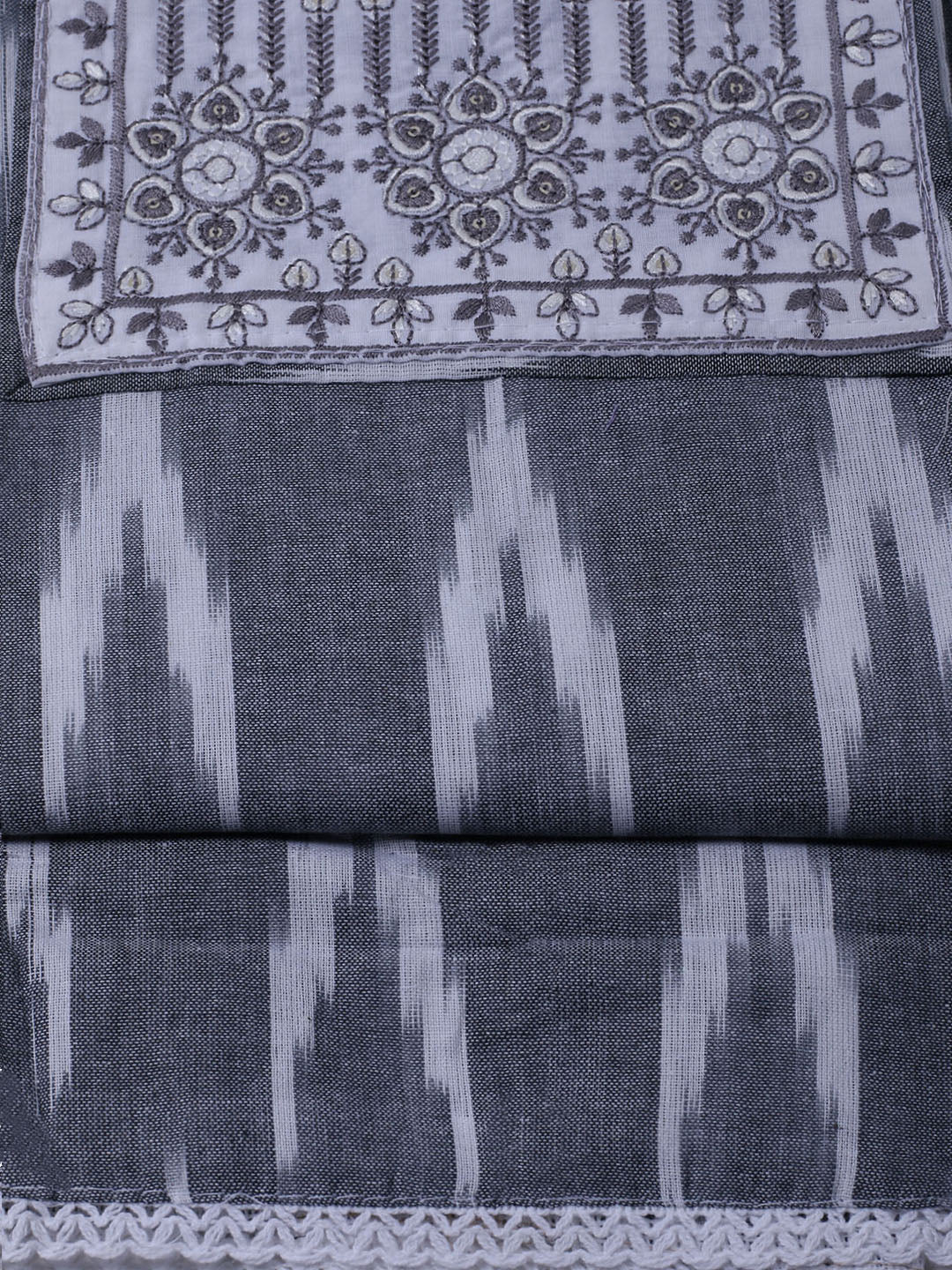 Printed Cotton Blend Unstitched Suit With Dupatta
