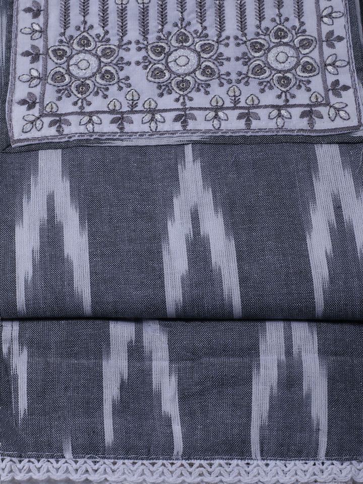 Printed Cotton Blend Unstitched Suit With Dupatta