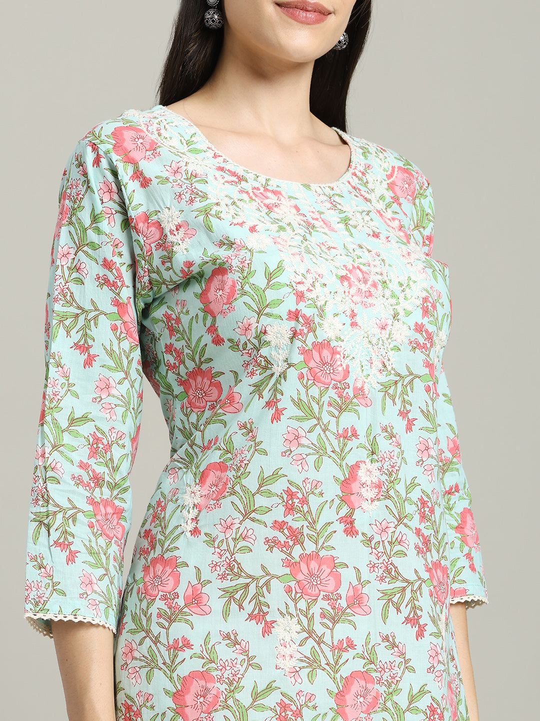 Printed Cotton Blend Kurta With Palazzo