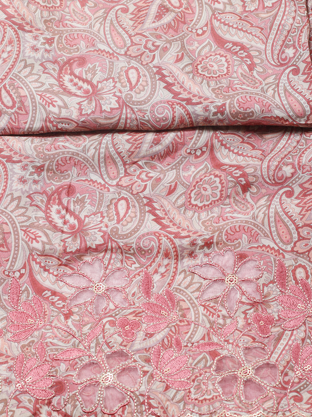Embroidered Muslin Unstitched Suit With Pant &amp; Dupatta