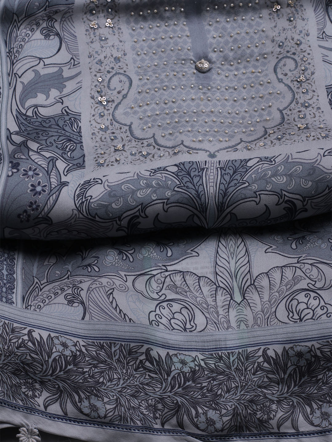 Printed Crepe Unstitched Suit With Dupatta