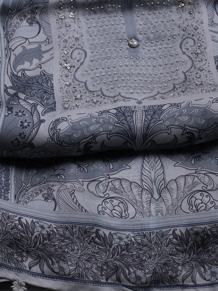 Printed Crepe Unstitched Suit With Dupatta