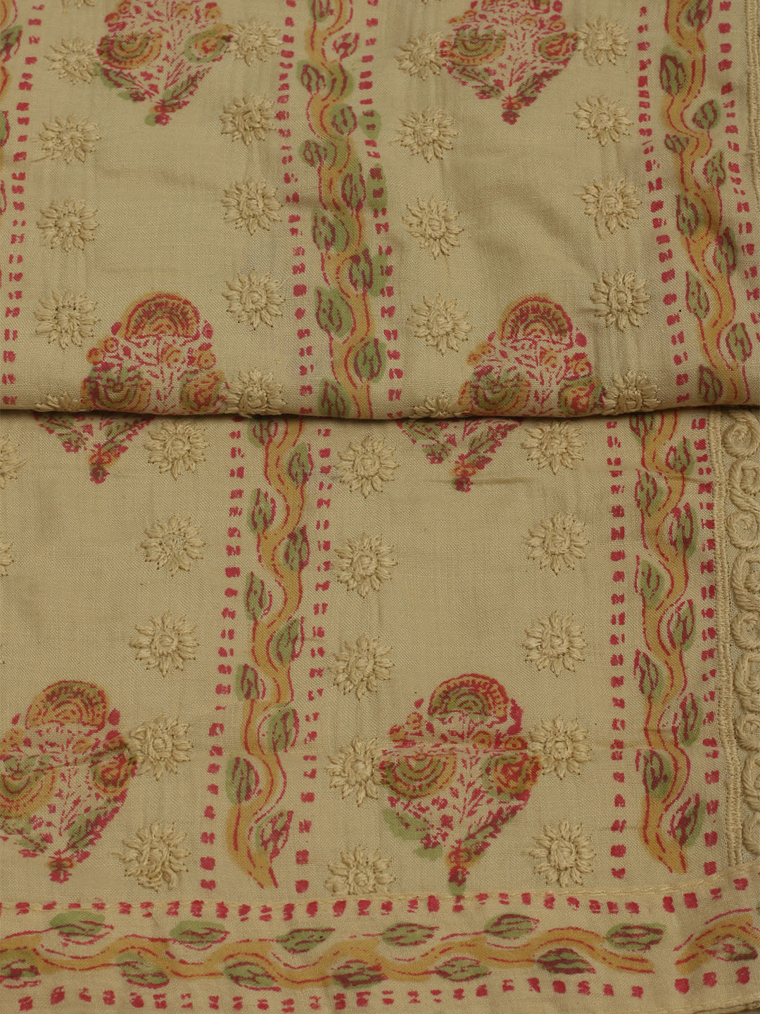 Printed Cotton Unstitched Suit With Pant &amp; Dupatta