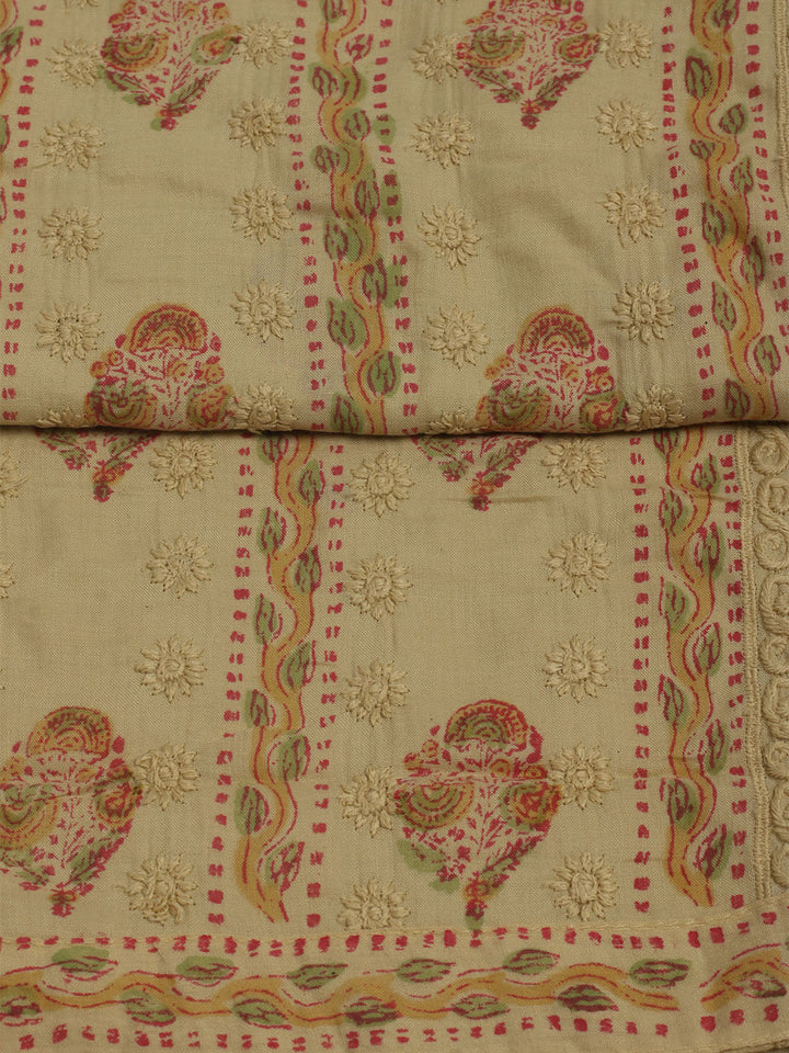 Printed Cotton Unstitched Suit With Pant &amp; Dupatta