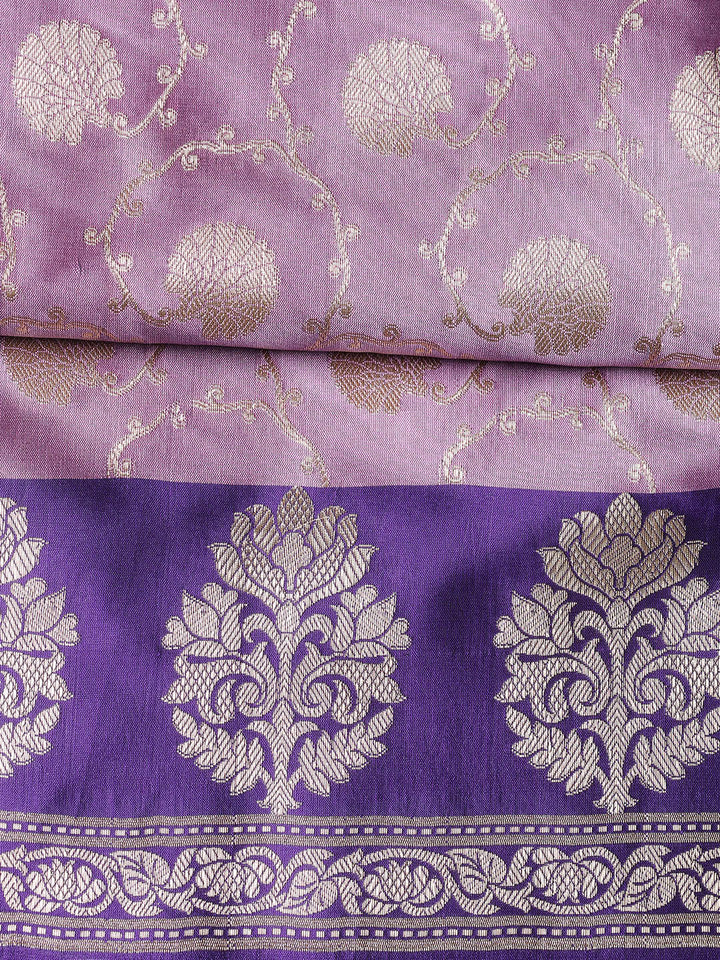 Woven Banarasi Chanderi Unstitched Suit With Dupatta
