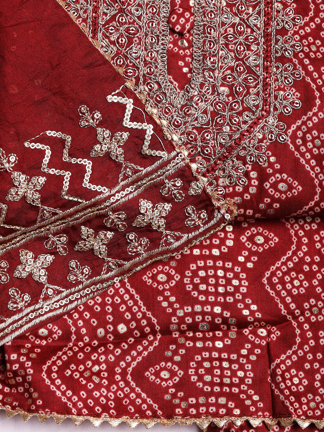 Neck Embroidered Cotton Blend Unstitched Suit With Dupatta