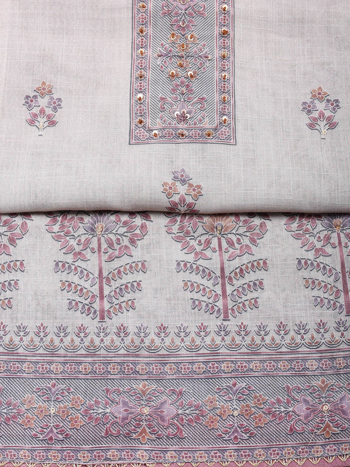 Embroidered Tissue Unstitched Suit With Pant &amp; Dupatta