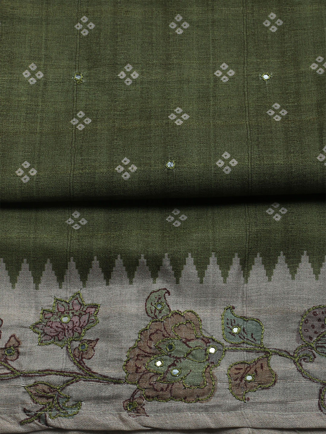 Embroidered Tussar Unstitched Suit With Dupatta