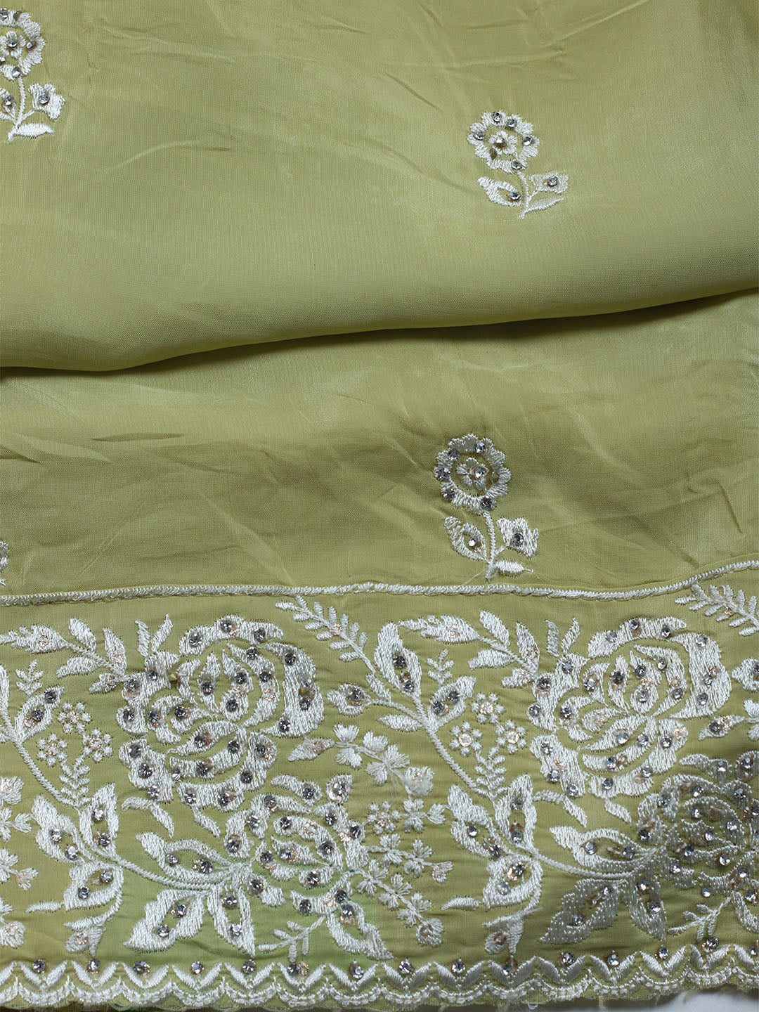 Embroidered Crepe Unstitched Suit With Dupatta
