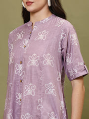 Printed Cotton Blend Kurta With Pants