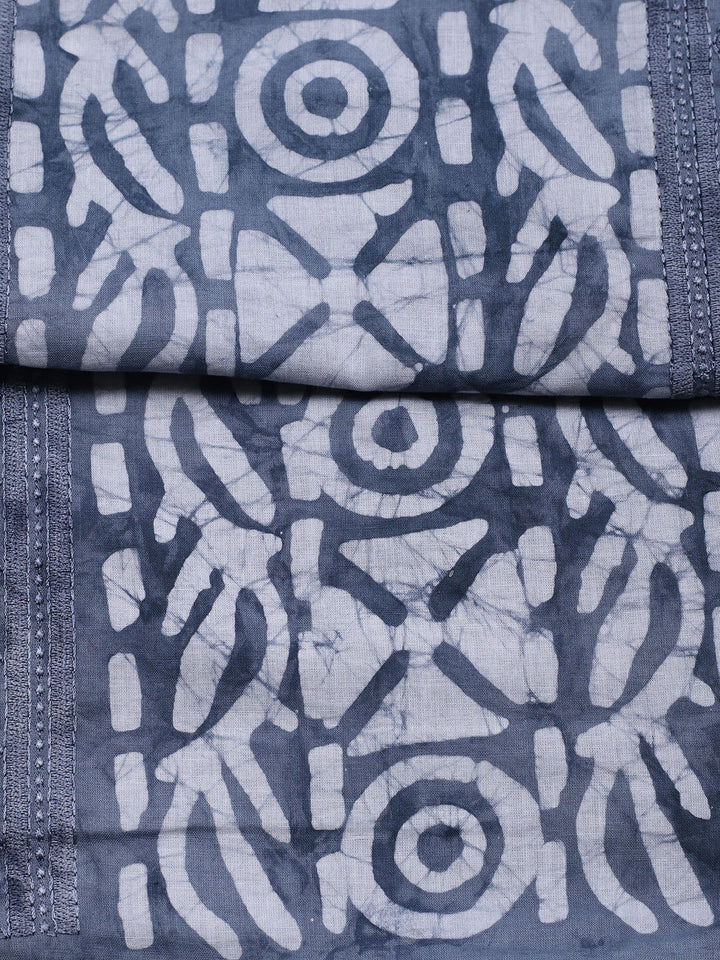 Printed Cotton Blend Unstitched Suit With Pant &amp; Dupatta