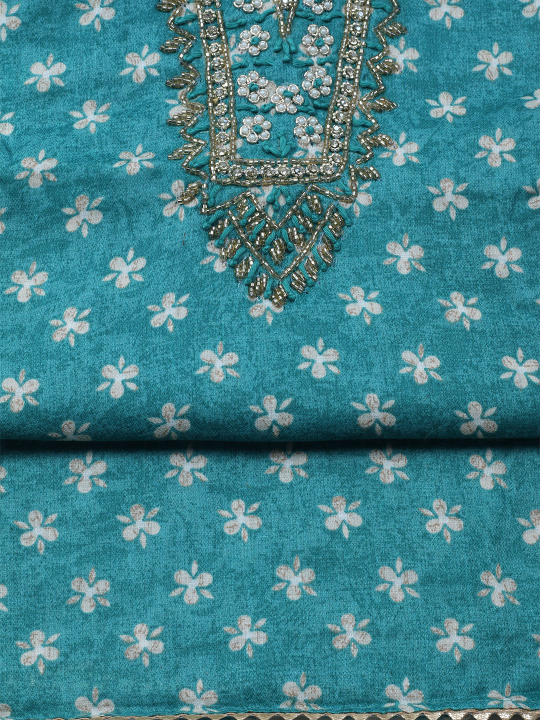 Embroidered Cotton Blend Unstitched Suit With Dupatta