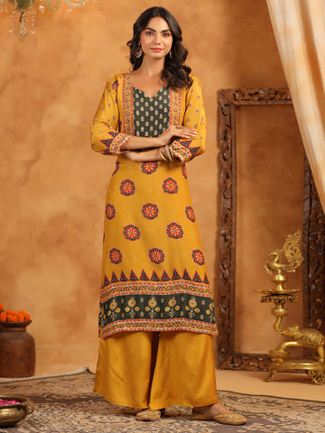 Printed Muslin Kurta With Pants & Dupatta