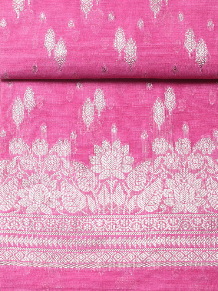 Woven Design Art Silk Unstitched Suit With Pant &amp; Dupatta