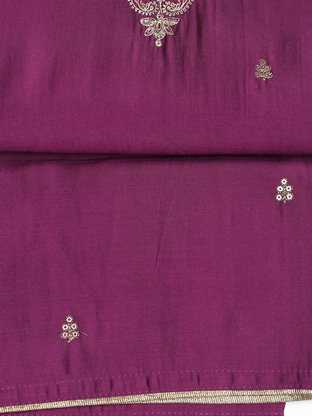 Embroidered Chanderi Unstitched Suit With Dupatta