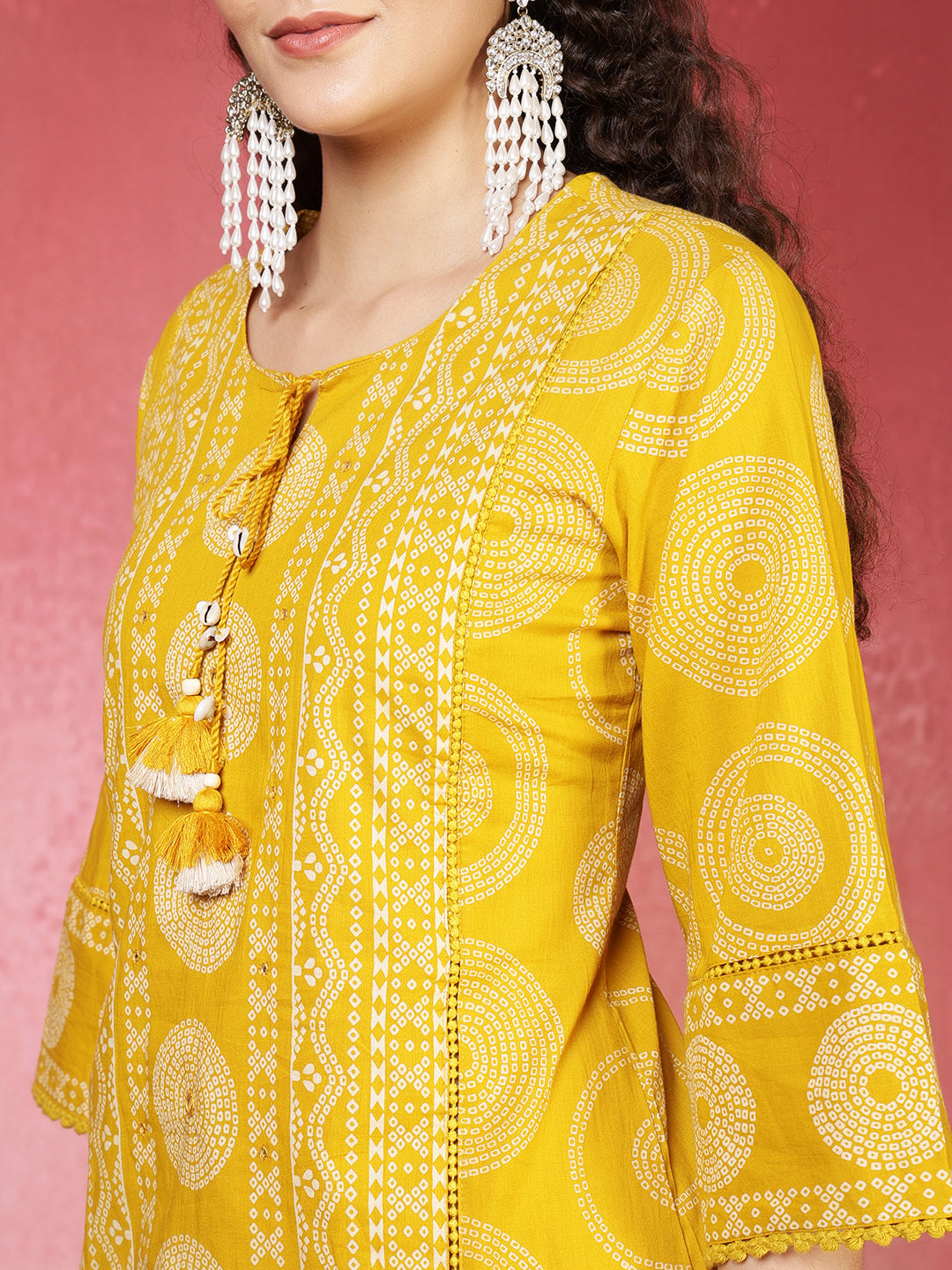 Printed Cotton Blend Kurta With Pants & Dupatta