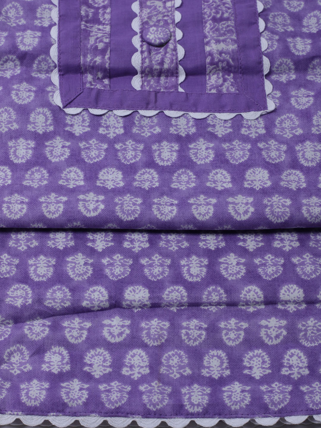 Printed Cotton Blend Unstitched Suit With Dupatta