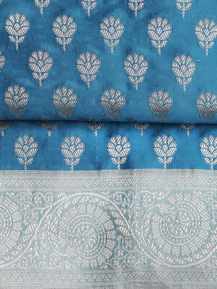 Woven Banarasi Chanderi Unstitched Suit With Dupatta