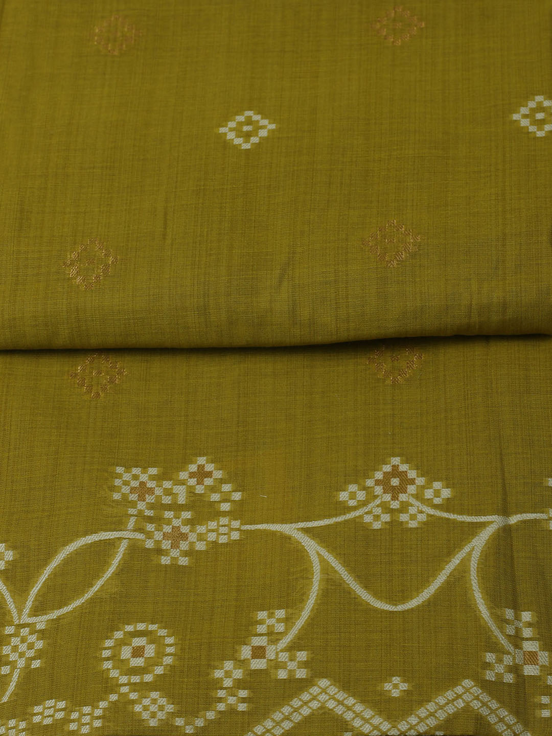 Embroidered Chanderi Unstitched Kurta With Pant &amp; Dupatta