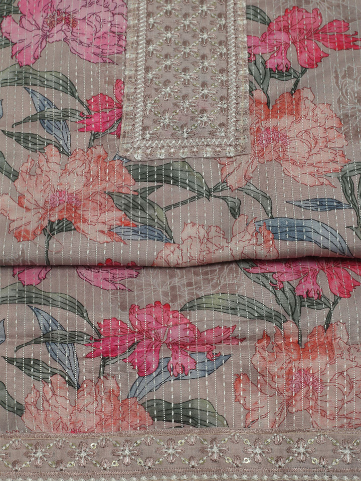 Printed Cotton Unstitched Suits Printed Suit With Pant &amp; Dupatta